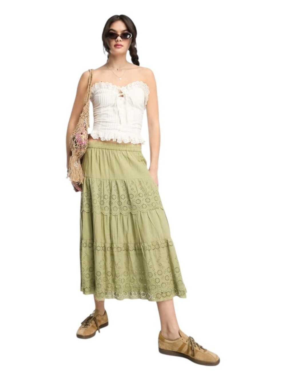 Reclaimed Vintage Strapless Cottagecore Top White Size 6 Fairy Romantic Milkmaid